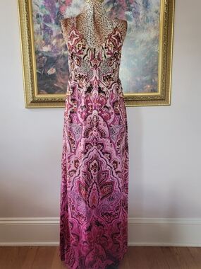 Vintage Y2K Lucky Brand Maxi Dress In Raspberry Paisley